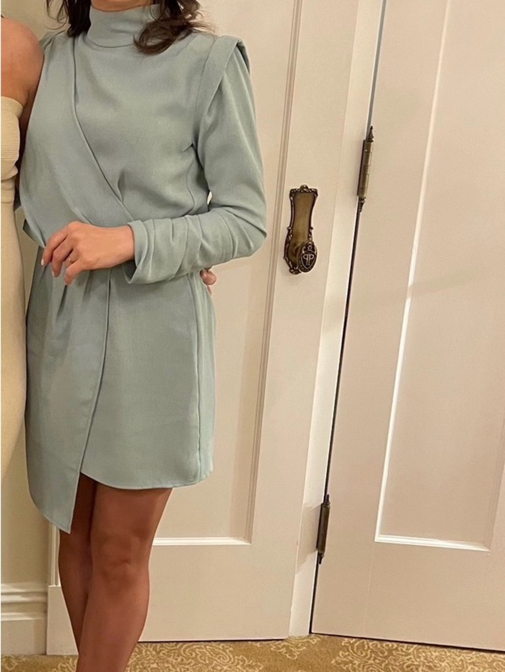 Mint Green Draped High-Neck Women’s Dress